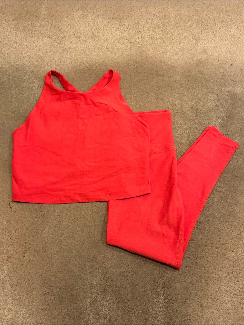 Beyond Yoga Spacedye Slim Racerback Cropped Tank and Leggings Set - Red